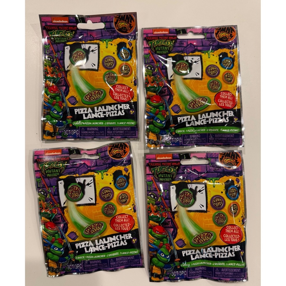 Lot of 4 TMNT‎ Mutant Mayhem Pizza Launcher Blind Bags Nickelodeon 3ct Sealed